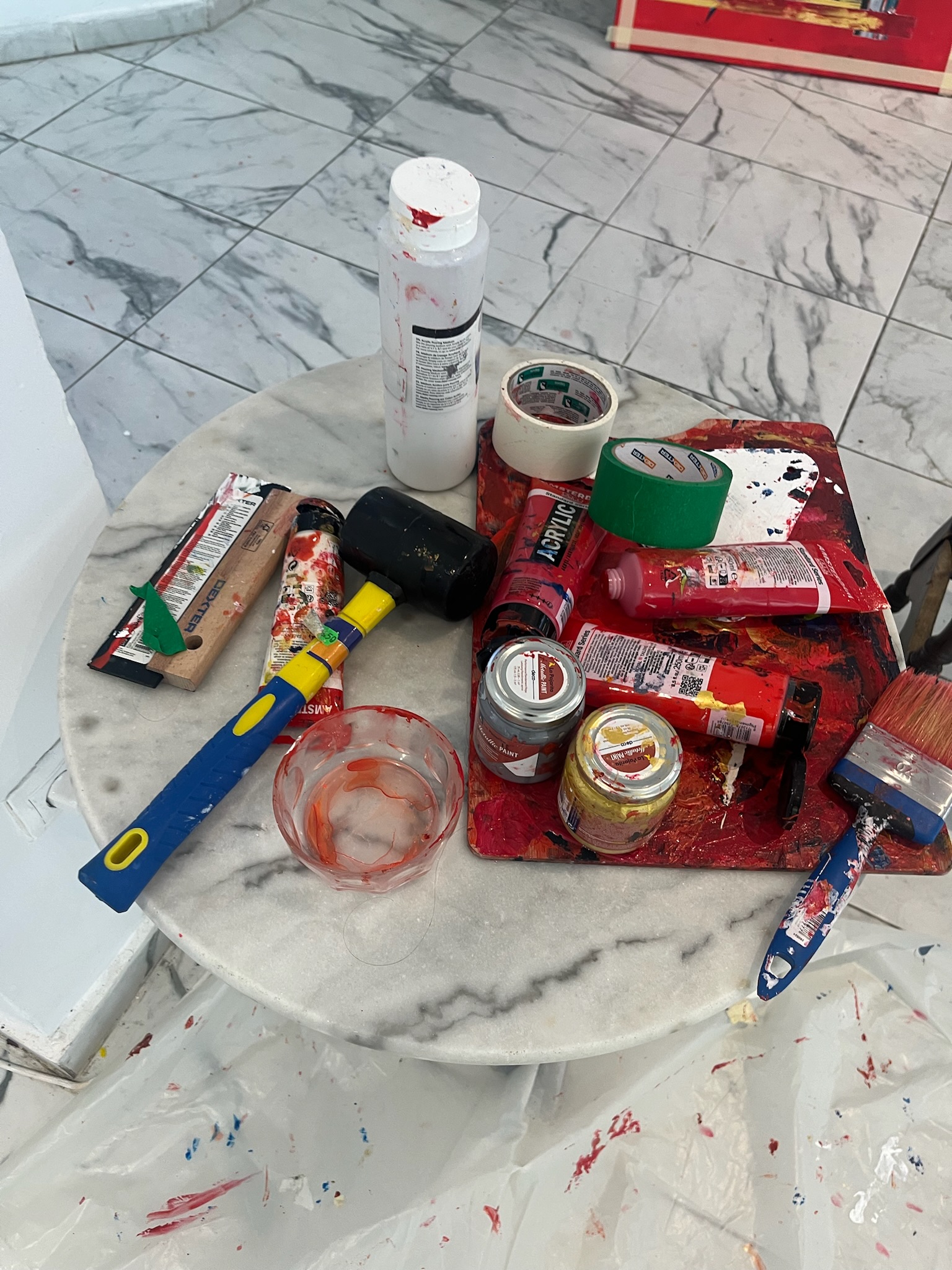 Vibrant overlapping shapes in an abstract scene