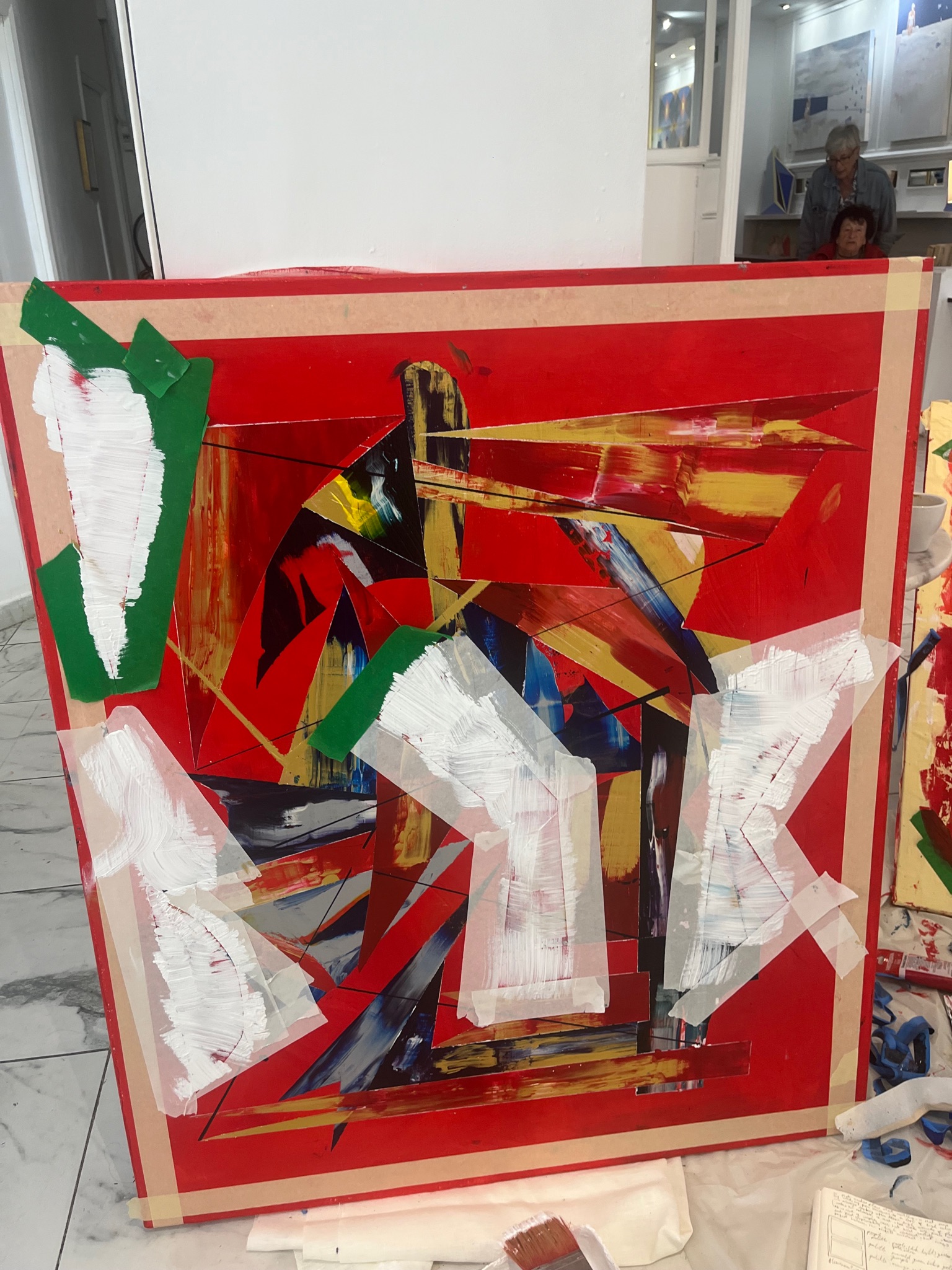 Bold strokes and layered textures in abstract form